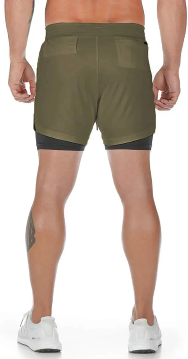sandbank Men's 2-in-1 Sports Shorts Workout Running Shorts Gym Training Pants