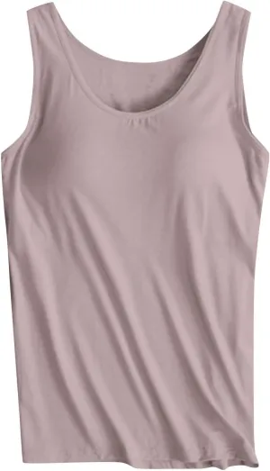 Shelf Bra Tanks for Women Summer Trendy Padded Tank Tops Basic Classic Cozy Undershirts Outfit with Built in Bras