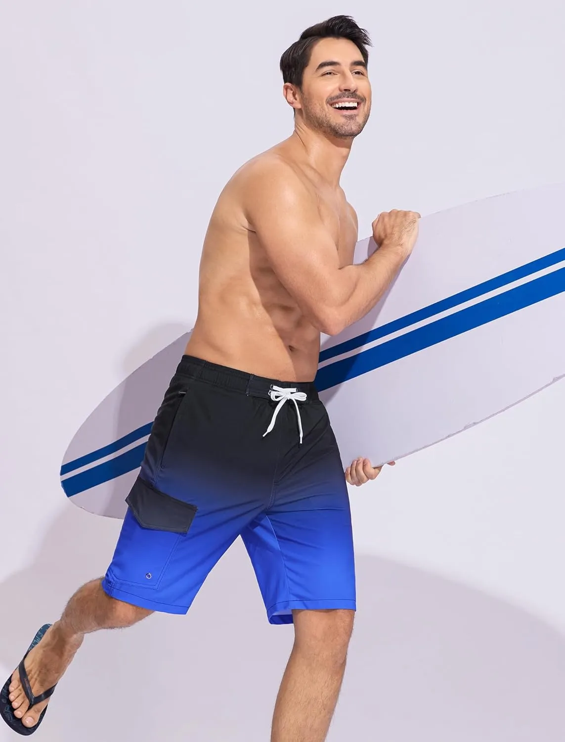 SILKWORLD Mens Swim Trunks with Compression Liner Quick-Dry 10" Stretch Beach Shorts