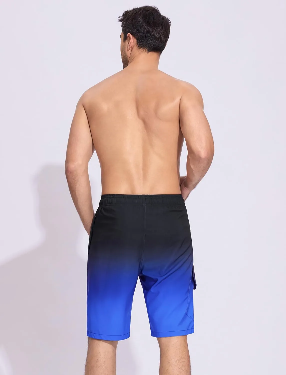 SILKWORLD Mens Swim Trunks with Compression Liner Quick-Dry 10" Stretch Beach Shorts