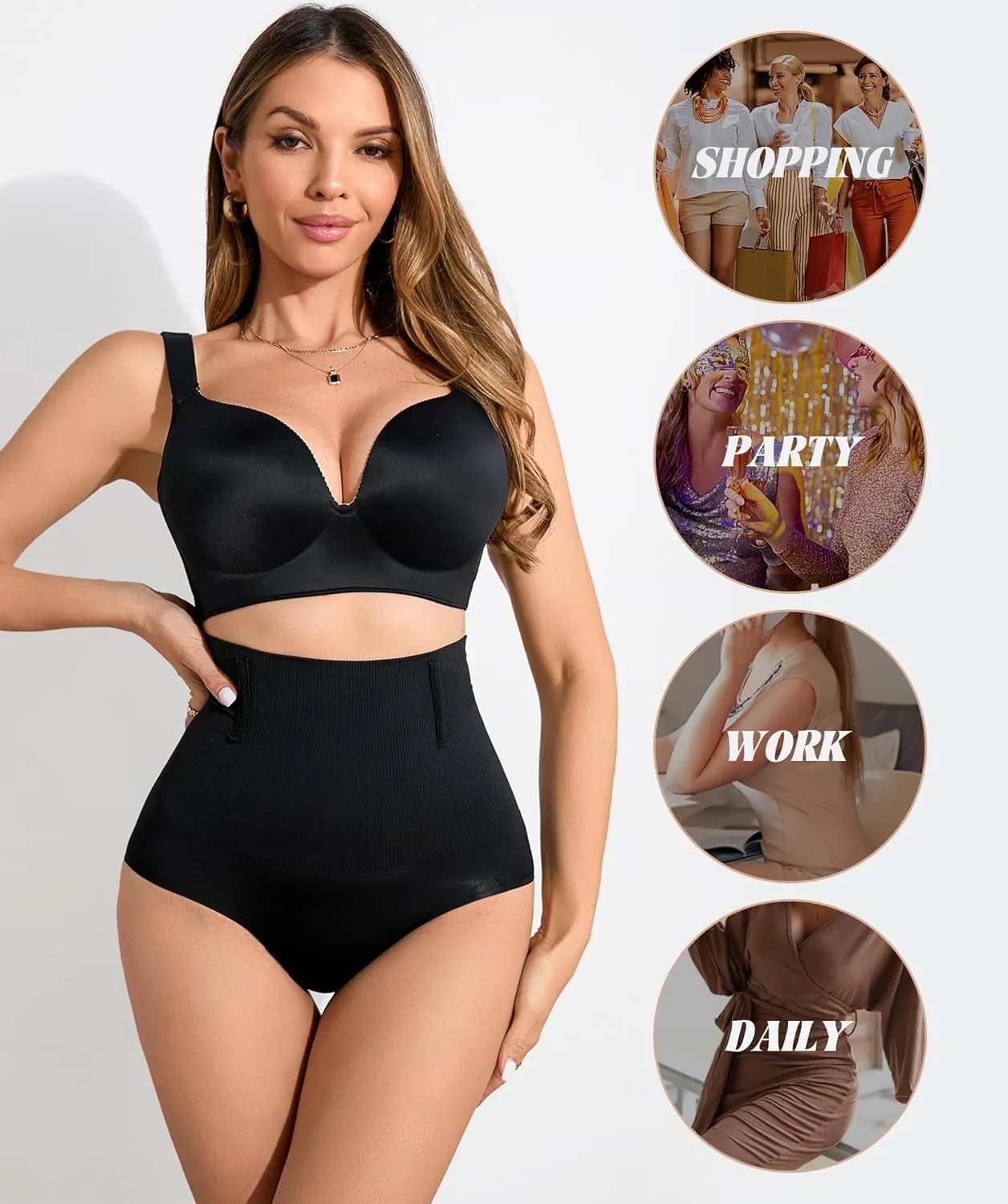 SOFIA'S CHOICE Tummy Control Thong Shapewear for Women High Waist Seamless Underwear Body Shaper Panty Girdle