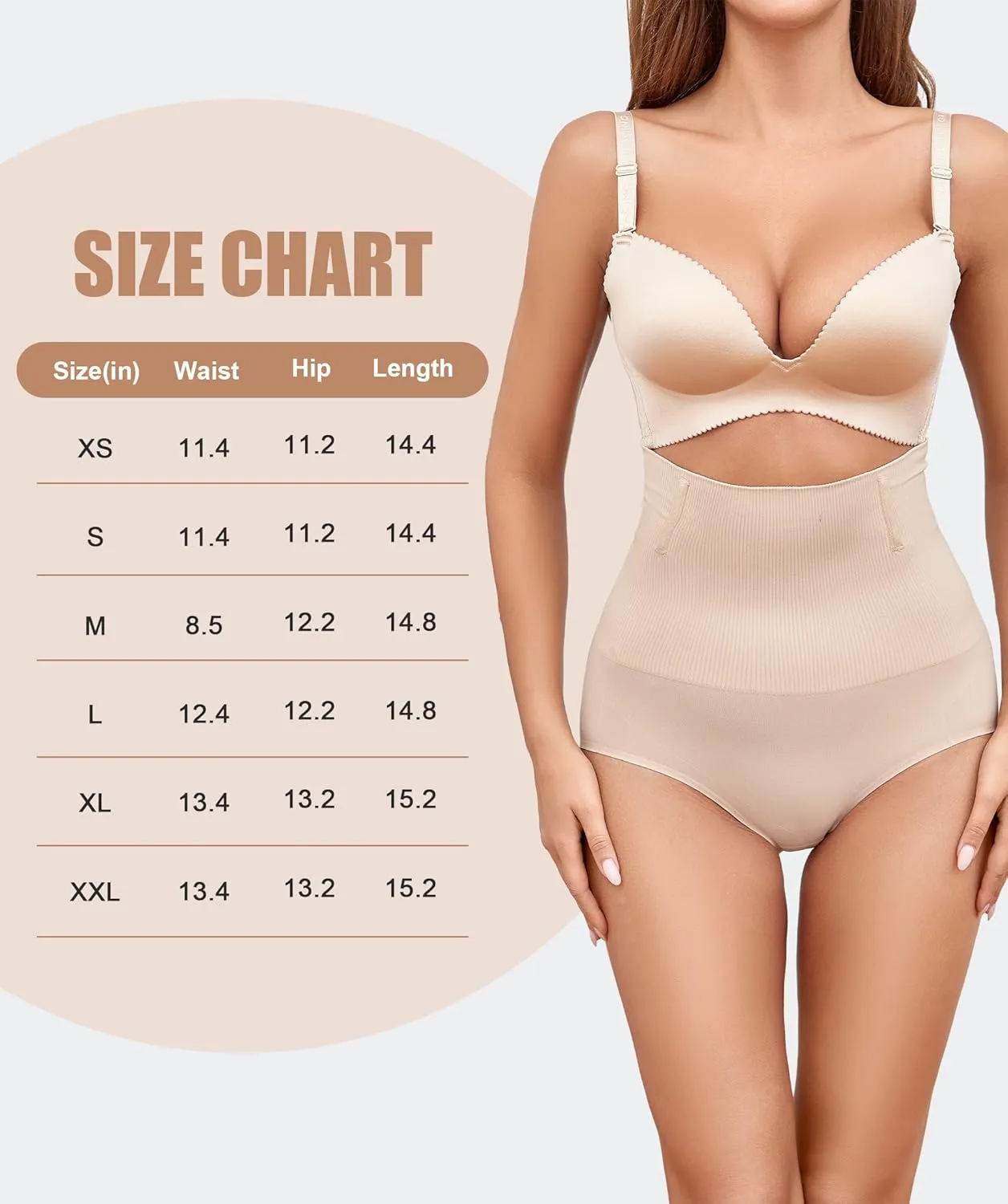 SOFIA'S CHOICE Tummy Control Thong Shapewear for Women High Waist Seamless Underwear Body Shaper Panty Girdle