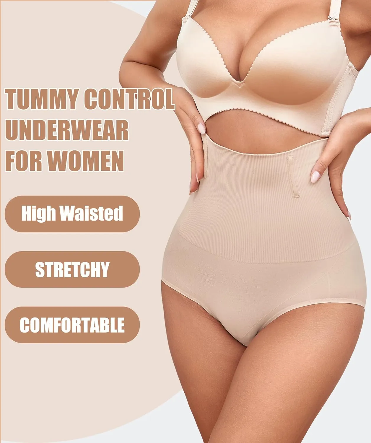SOFIA'S CHOICE Tummy Control Thong Shapewear for Women High Waist Seamless Underwear Body Shaper Panty Girdle