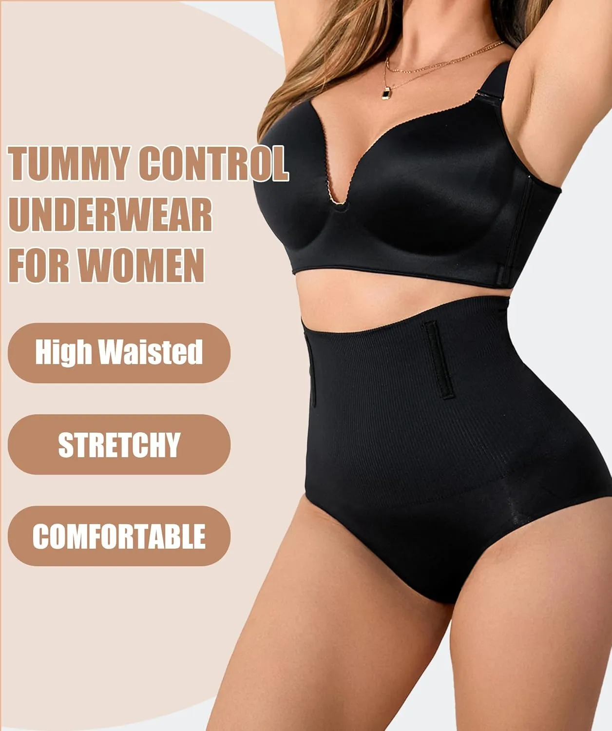 SOFIA'S CHOICE Tummy Control Thong Shapewear for Women High Waist Seamless Underwear Body Shaper Panty Girdle