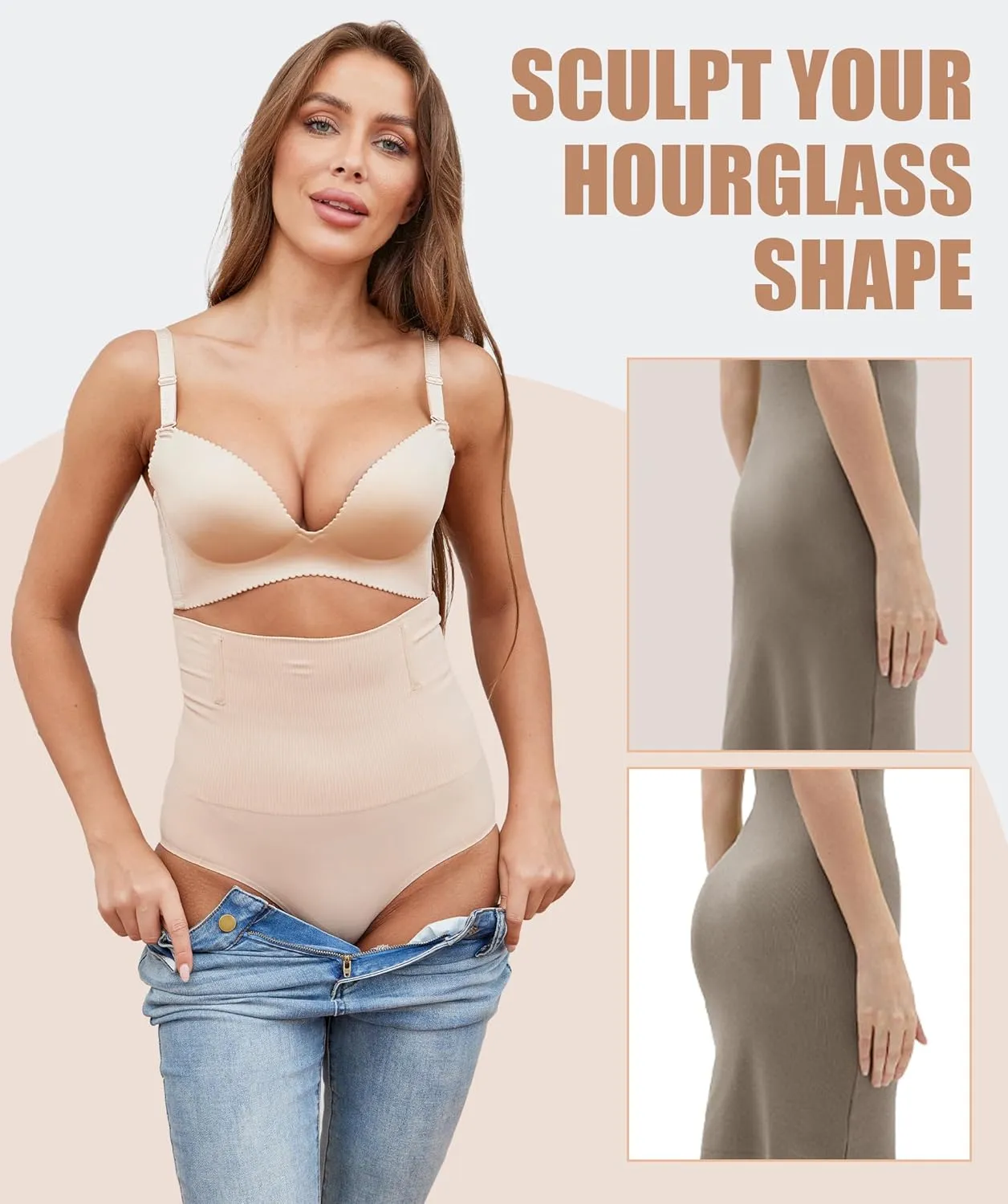 SOFIA'S CHOICE Tummy Control Thong Shapewear for Women High Waist Seamless Underwear Body Shaper Panty Girdle
