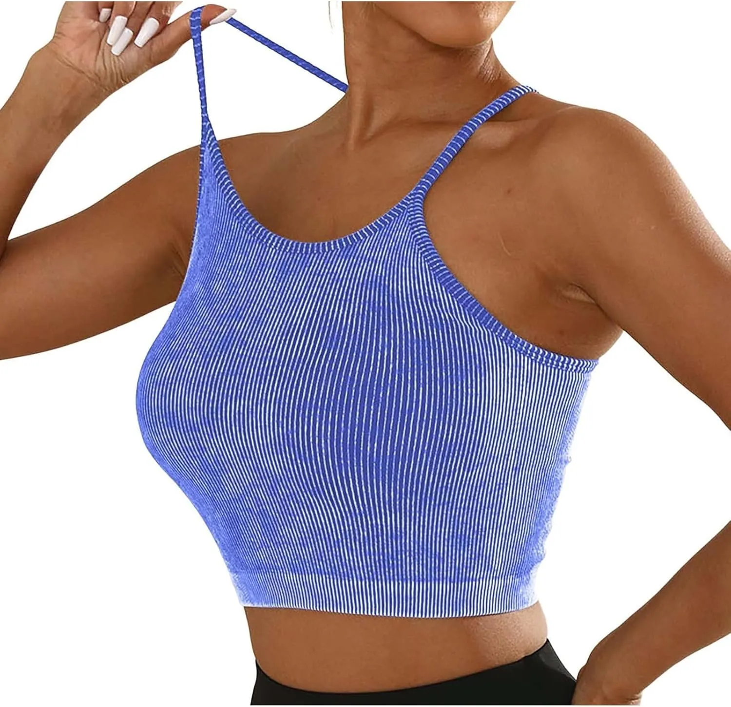Sports Bras for Women High Support No Underwire Spaghetti Straps Yoga Bra Padded Tank Top Breathable Underwear