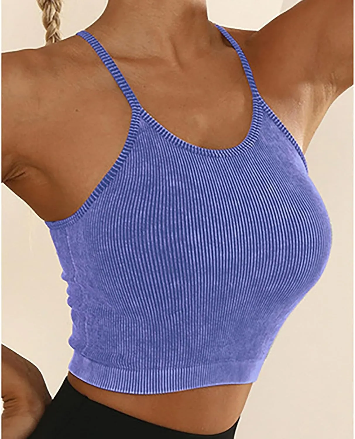 Sports Bras for Women High Support No Underwire Spaghetti Straps Yoga Bra Padded Tank Top Breathable Underwear
