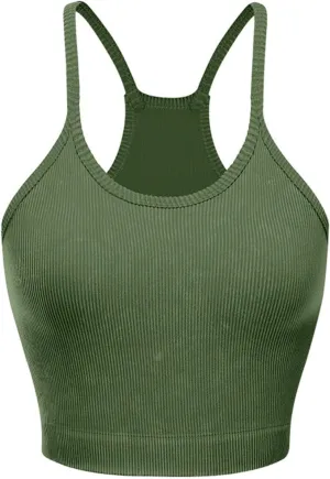 Sports Bras for Women High Support No Underwire Spaghetti Straps Yoga Bra Padded Tank Top Breathable Underwear