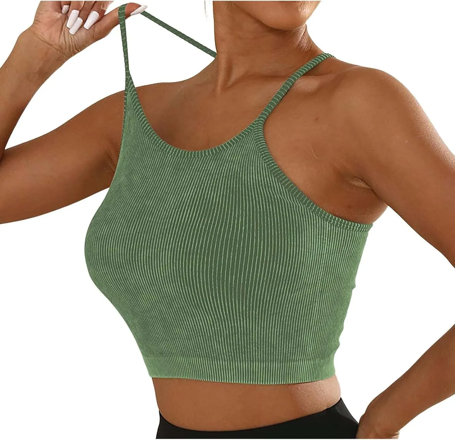 Sports Bras for Women High Support No Underwire Spaghetti Straps Yoga Bra Padded Tank Top Breathable Underwear