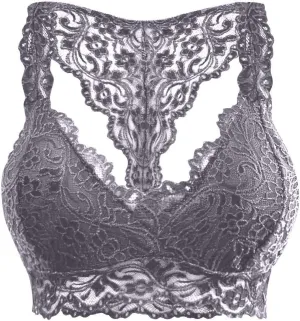 Sports Bras for Women Plus Size Floral Lace Racerback Bra Running Yoga Tank Top Bra Wireless Underwear