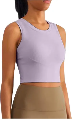 Sports Tanks Tops for Women Turtleneck Wide Strap Racerback Crop Top Stretchy Fitness Workout Yoga Shirts Outfit