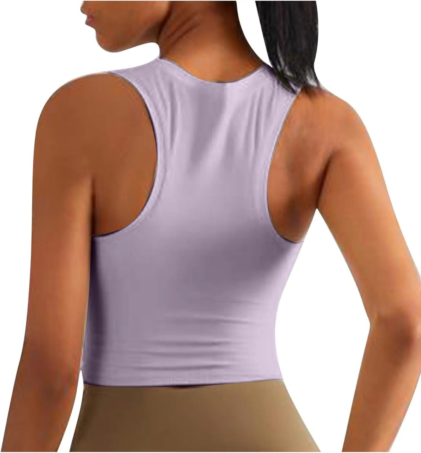 Sports Tanks Tops for Women Turtleneck Wide Strap Racerback Crop Top Stretchy Fitness Workout Yoga Shirts Outfit