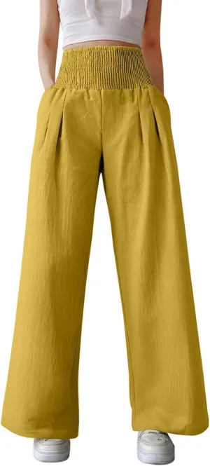 Straight Leg Pants for Women Wide Leg Casual Pants Loose Track Trousers with Pockets Lounge Workout Jogging Sweatpants