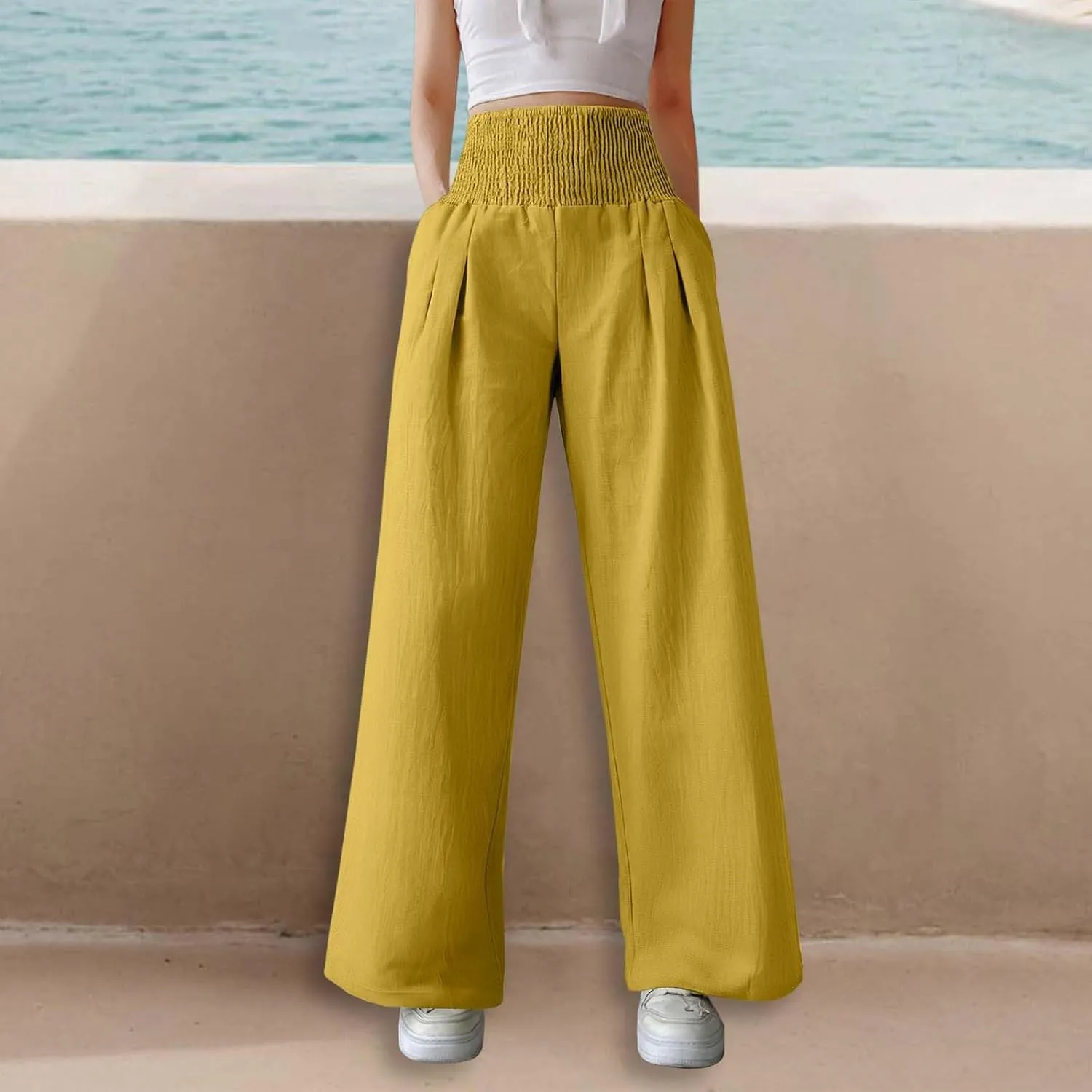 Straight Leg Pants for Women Wide Leg Casual Pants Loose Track Trousers with Pockets Lounge Workout Jogging Sweatpants