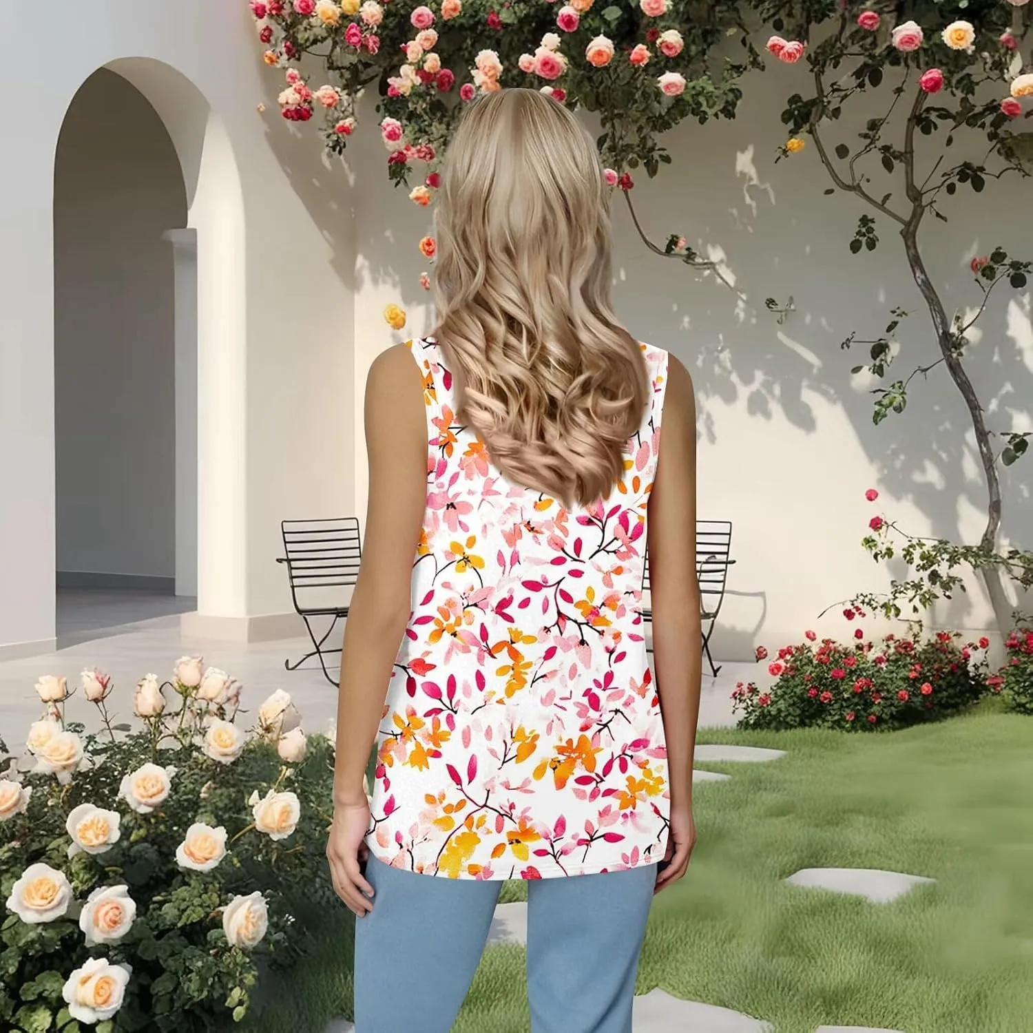 Summer Tank Tops for Women Sleeveless Square Neck Tops Comfy Pleated Tanks Blouses Dressy Casual