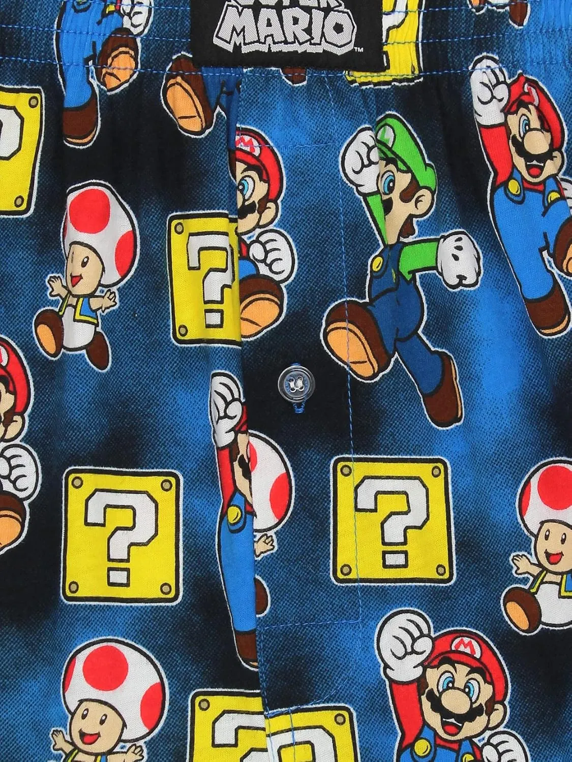 Super Mario Brothers Men's Button Fly Boxer Lounge Shorts