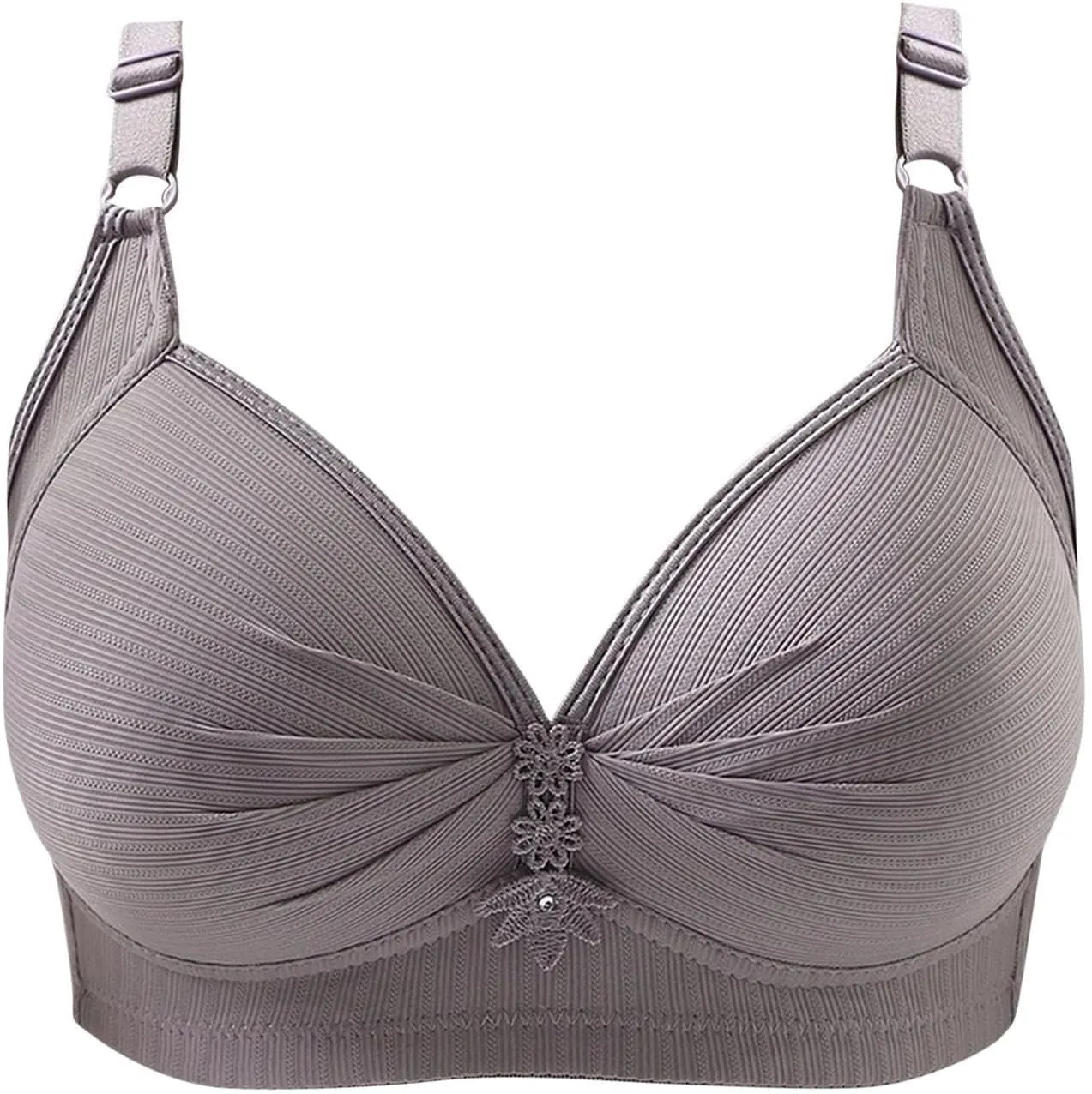Support Pushup Bras for Older Women Lift No Underwire Comfortable Underwear Thin Mold Cup Three-Breasted Brassiere