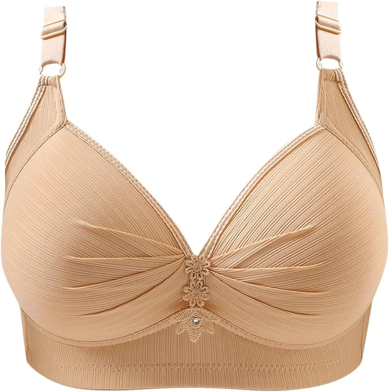 Support Pushup Bras for Older Women Lift No Underwire Comfortable Underwear Thin Mold Cup Three-Breasted Brassiere