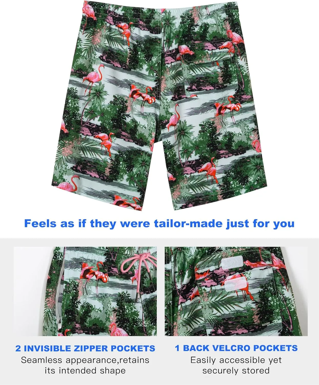 SURF CUZ 9" Mens Swim Trunks with Compression Liner Bathing Suits 2 in 1 Stretch Zipper Pockets Quick Dry