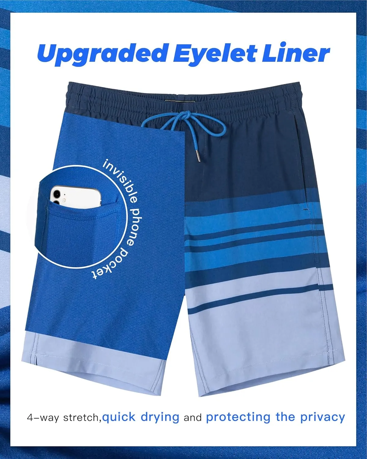 SURF CUZ 9" Mens Swim Trunks with Compression Liner Bathing Suits 2 in 1 Stretch Zipper Pockets Quick Dry