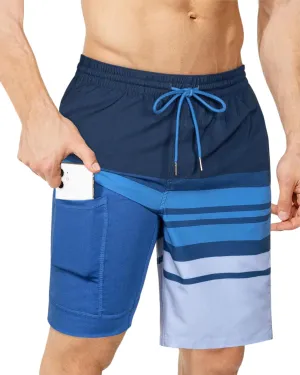 SURF CUZ 9" Mens Swim Trunks with Compression Liner Bathing Suits 2 in 1 Stretch Zipper Pockets Quick Dry