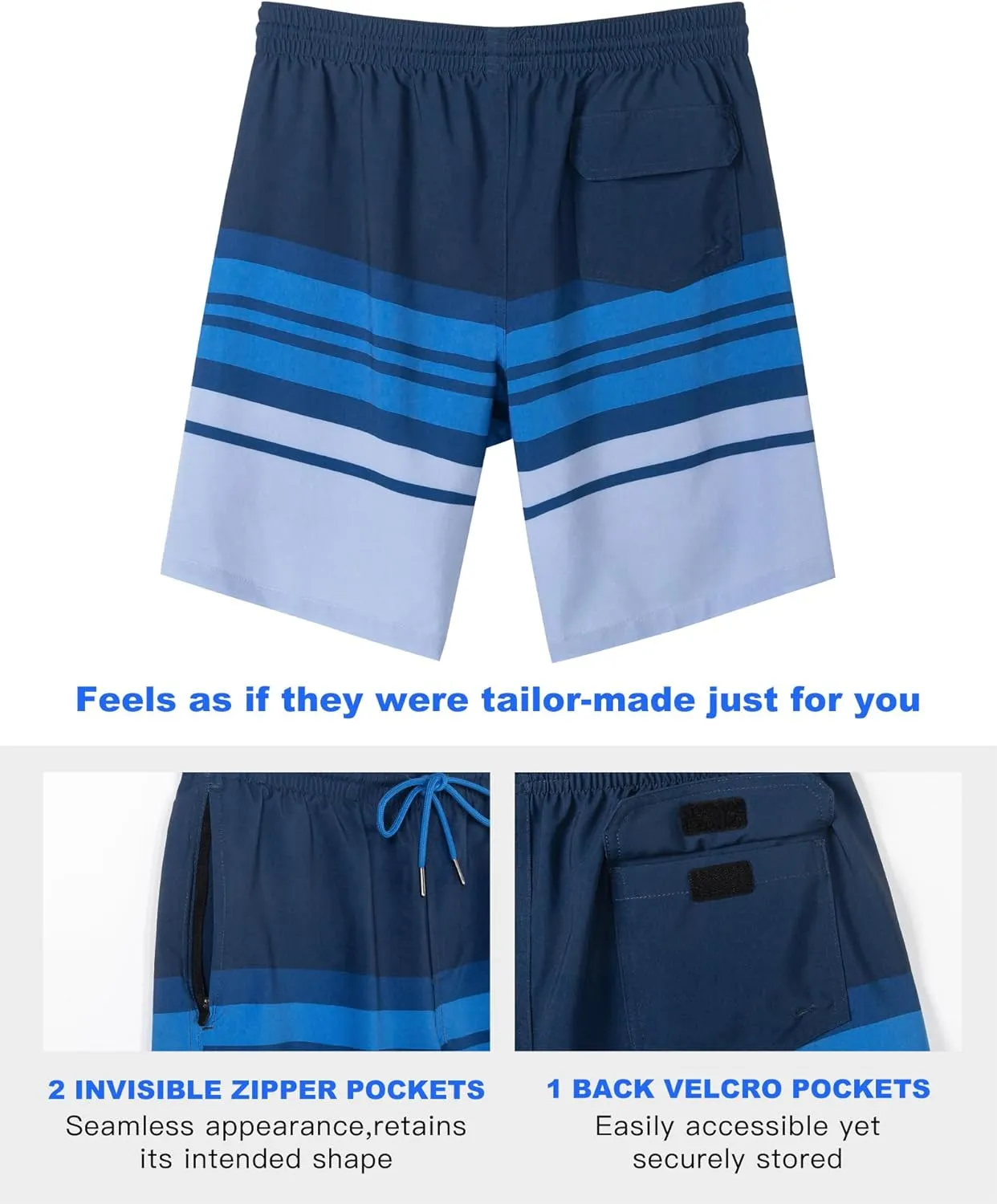 SURF CUZ 9" Mens Swim Trunks with Compression Liner Bathing Suits 2 in 1 Stretch Zipper Pockets Quick Dry
