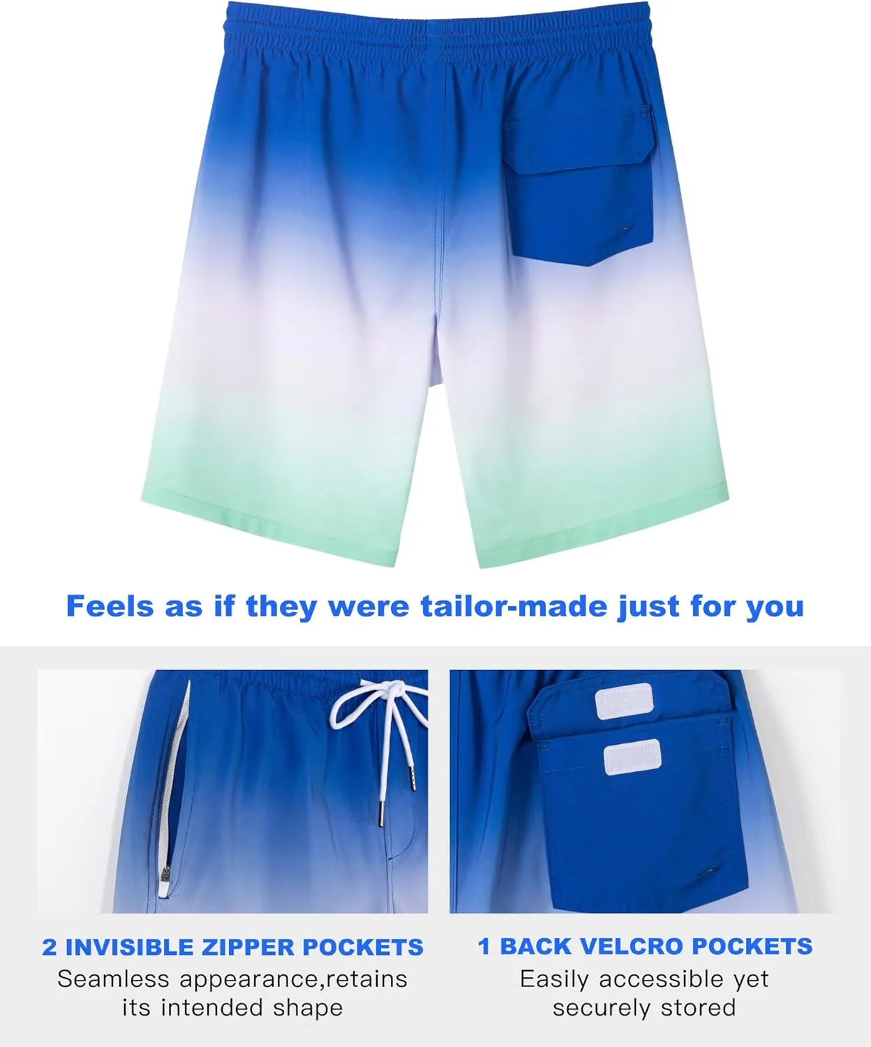 SURF CUZ 9" Mens Swim Trunks with Compression Liner Bathing Suits 2 in 1 Stretch Zipper Pockets Quick Dry