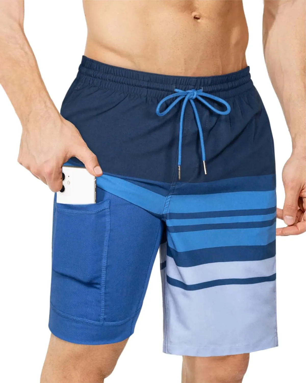 SURF CUZ 9" Mens Swim Trunks with Compression Liner Bathing Suits 2 in 1 Stretch Zipper Pockets Quick Dry