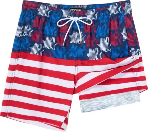 SURF CUZ Mens Swim Trunks with Compression Liner Quick Dry Swim Shorts 7" Swimming Trunks Stretch Bathing Suit 7 Inch