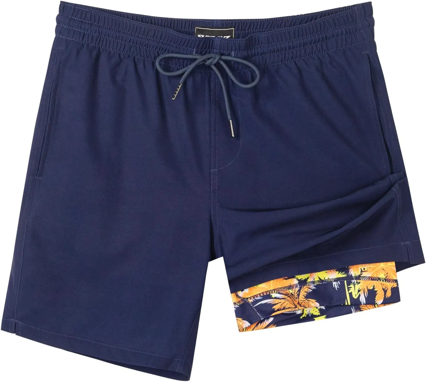 SURF CUZ Mens Swim Trunks with Compression Liner Quick Dry Swim Shorts 7" Swimming Trunks Stretch Bathing Suit 7 Inch