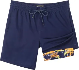 SURF CUZ Mens Swim Trunks with Compression Liner Quick Dry Swim Shorts 7" Swimming Trunks Stretch Bathing Suit 7 Inch