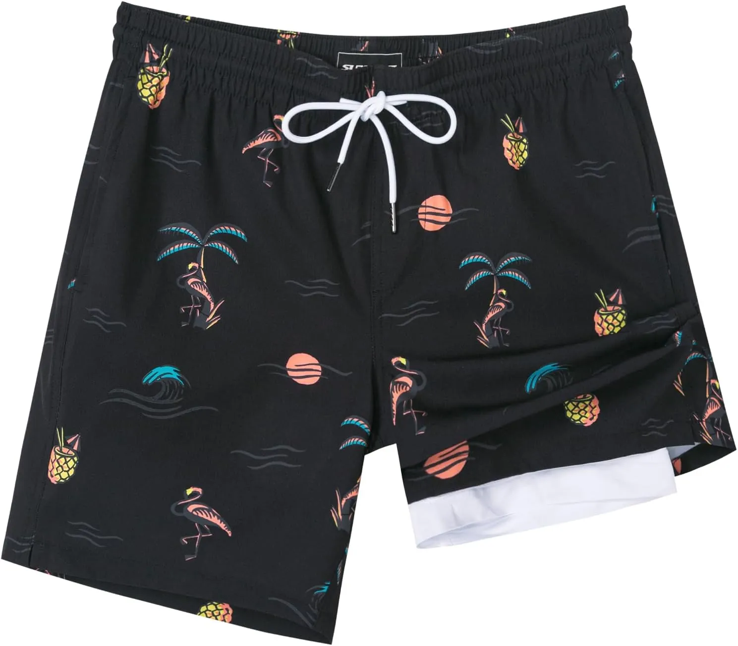 SURF CUZ Mens Swim Trunks with Compression Liner Quick Dry Swim Shorts 7" Swimming Trunks Stretch Bathing Suit 7 Inch