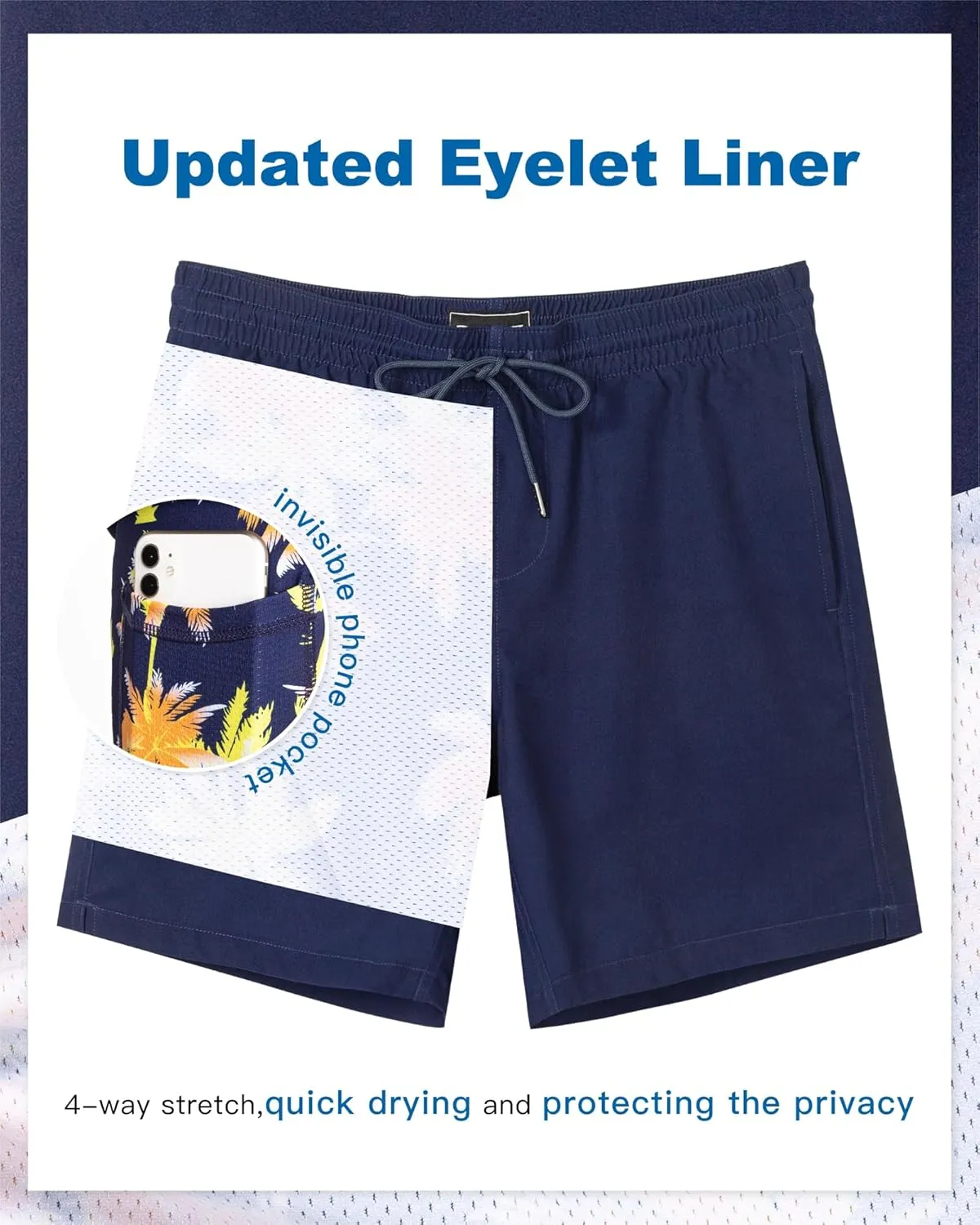 SURF CUZ Mens Swim Trunks with Compression Liner Quick Dry Swim Shorts 7" Swimming Trunks Stretch Bathing Suit 7 Inch