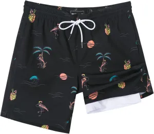 SURF CUZ Mens Swim Trunks with Compression Liner Quick Dry Swim Shorts 7" Swimming Trunks Stretch Bathing Suit 7 Inch