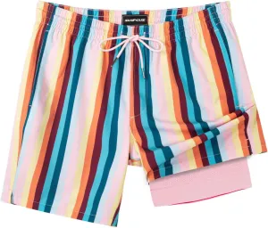 SURF CUZ Mens Swim Trunks with Compression Liner Swim Shorts 7" Swimming Trunks Stretch 7 Inch Swim Suits Quick Dry