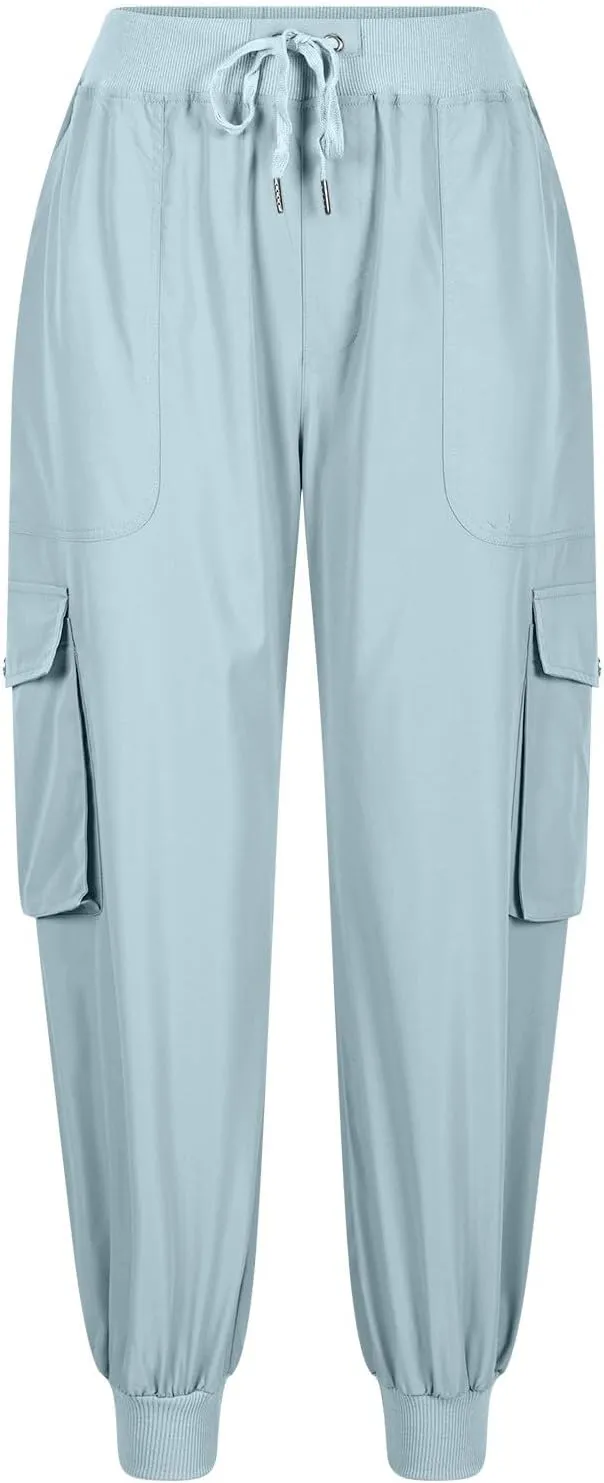 Sweatpants for Women 2025 Trendy Loose Lightweight Stretchy Cargo Pants Multi Pockets High Waist Lounge Pants