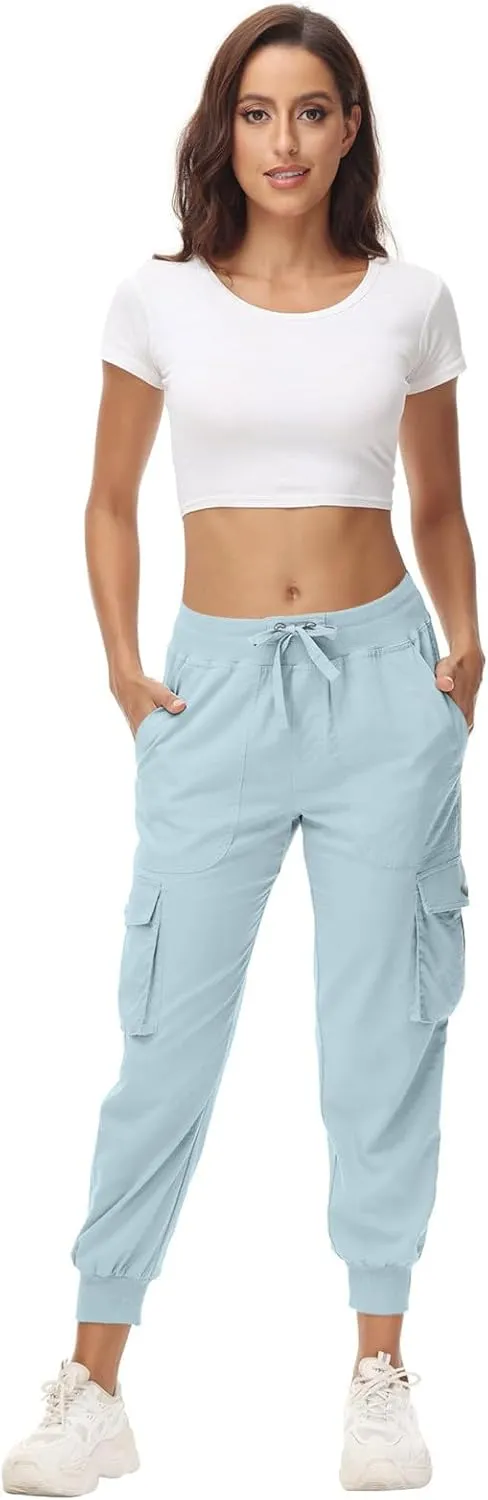 Sweatpants for Women 2025 Trendy Loose Lightweight Stretchy Cargo Pants Multi Pockets High Waist Lounge Pants