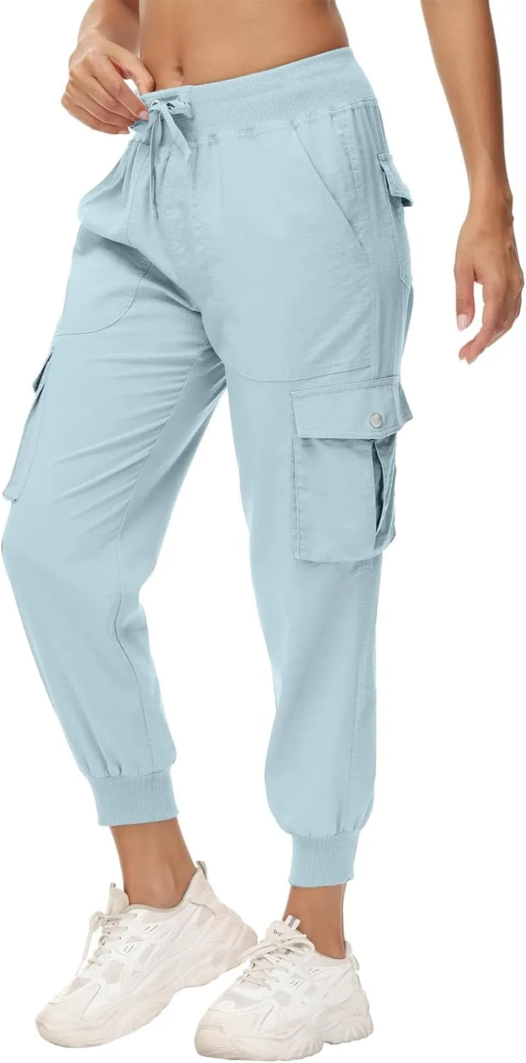 Sweatpants for Women 2025 Trendy Loose Lightweight Stretchy Cargo Pants Multi Pockets High Waist Lounge Pants