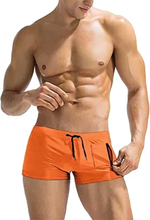Swim Trunks Men Solid Swim Trunks for Men Drawstring with Zipper Pocket Beach Shorts Summer Bathing Hawaiian Swimsuits