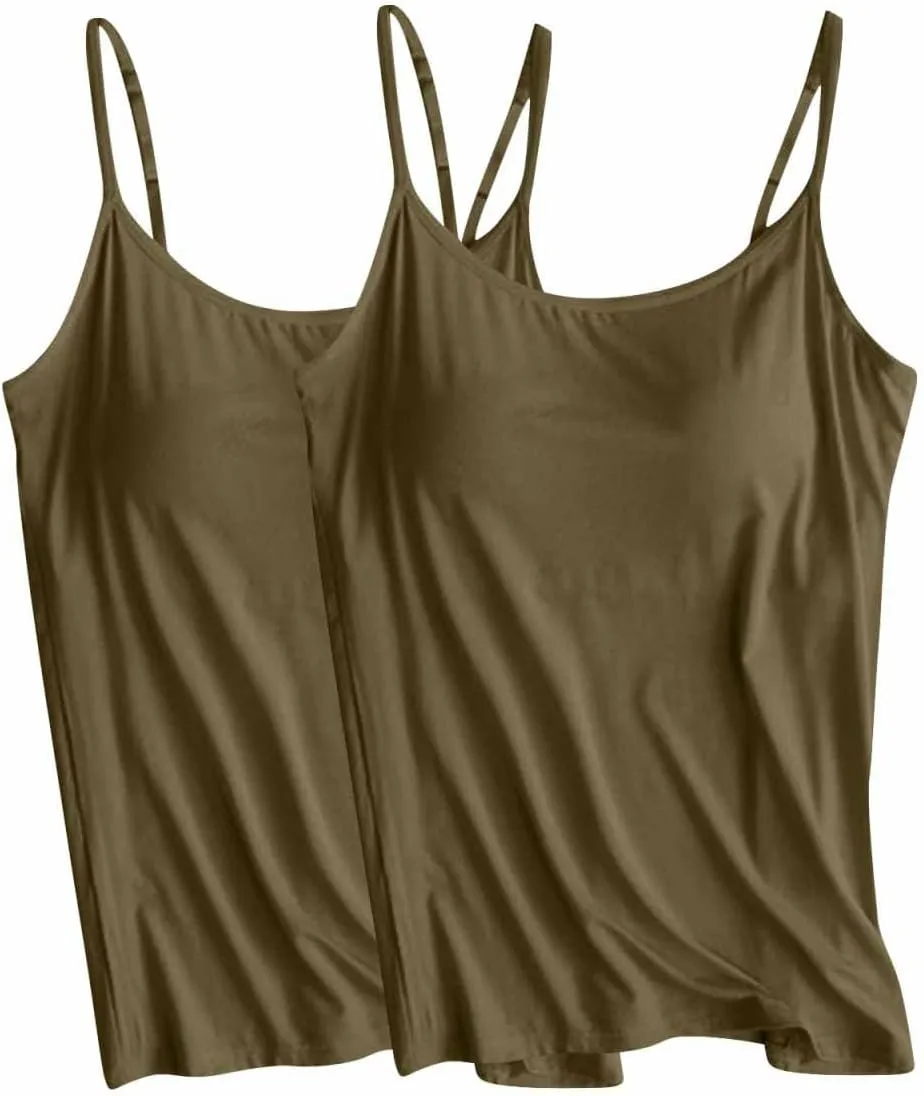 Tank Top Bra for Women 2 Pc with Shelf Bras Casual Sleeveless Shirts Soft Lightweight Quick Dry Running Tanks