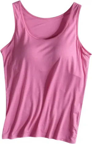 Tank Top with Built in Bra for Women Racerback Workout Shelf Bras Tanks Basic Padded Yoga Shirt Modal Undershirt
