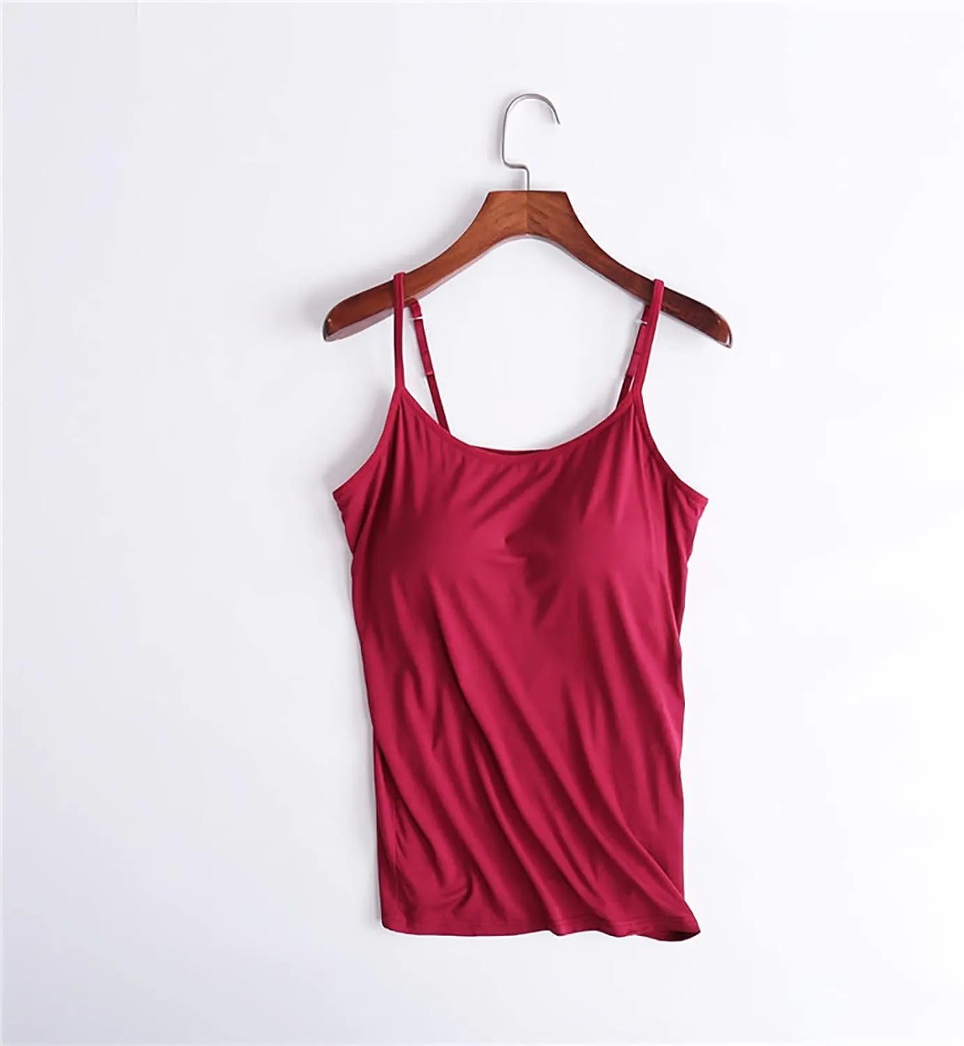 Tank Top with Built in Bra for Women Spaghetti Strap Pure Shirts 2025 Summer Padded Camisole Shirts Undershirt