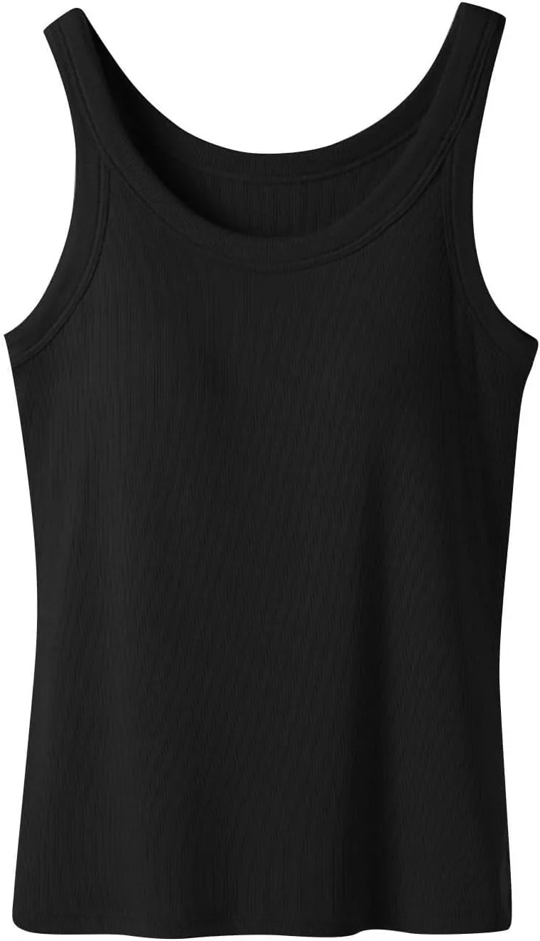 Tank Top with Built in Bra for Women Summer Athletic Workout Undershirts Sports Padded Cami Racerback Yoga Shirt