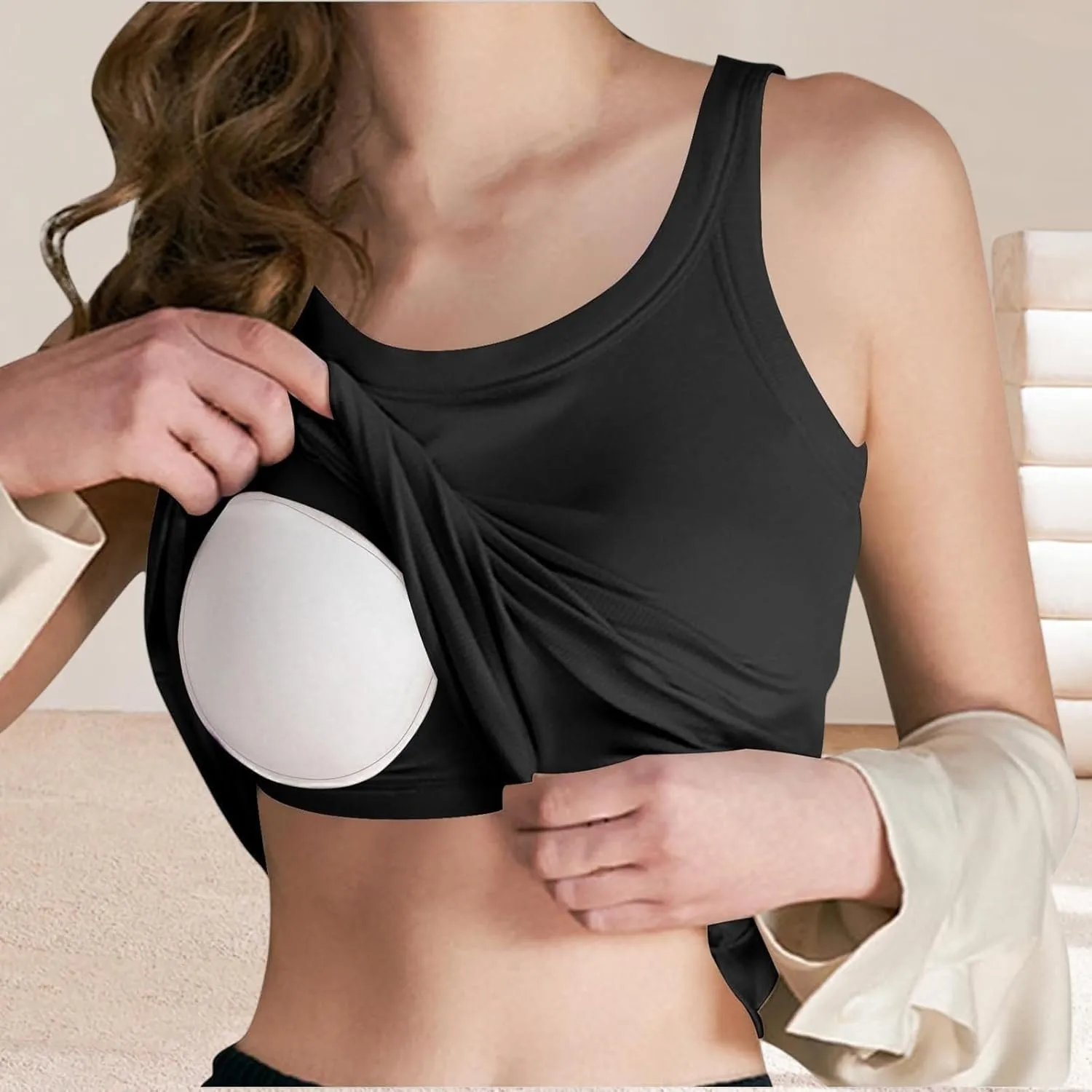 Tank Top with Built in Bra for Women Summer Athletic Workout Undershirts Sports Padded Cami Racerback Yoga Shirt