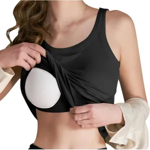 Tank Top with Built in Bra for Women Summer Athletic Workout Undershirts Sports Padded Cami Racerback Yoga Shirt