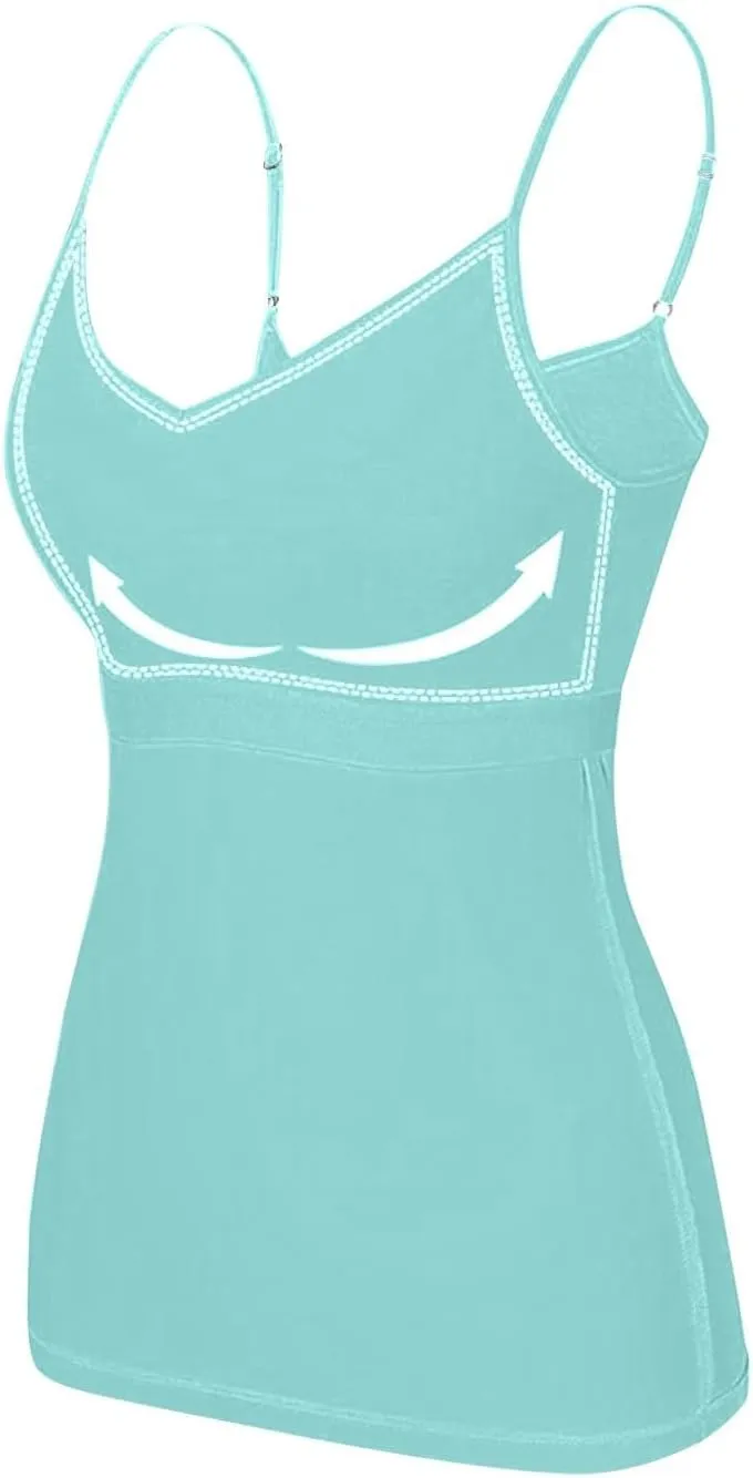 Tank Tops for Women Modal Spaghetti Strap Summer Camisole Workout Sports Cute Cami Undershirt with Built in Bras