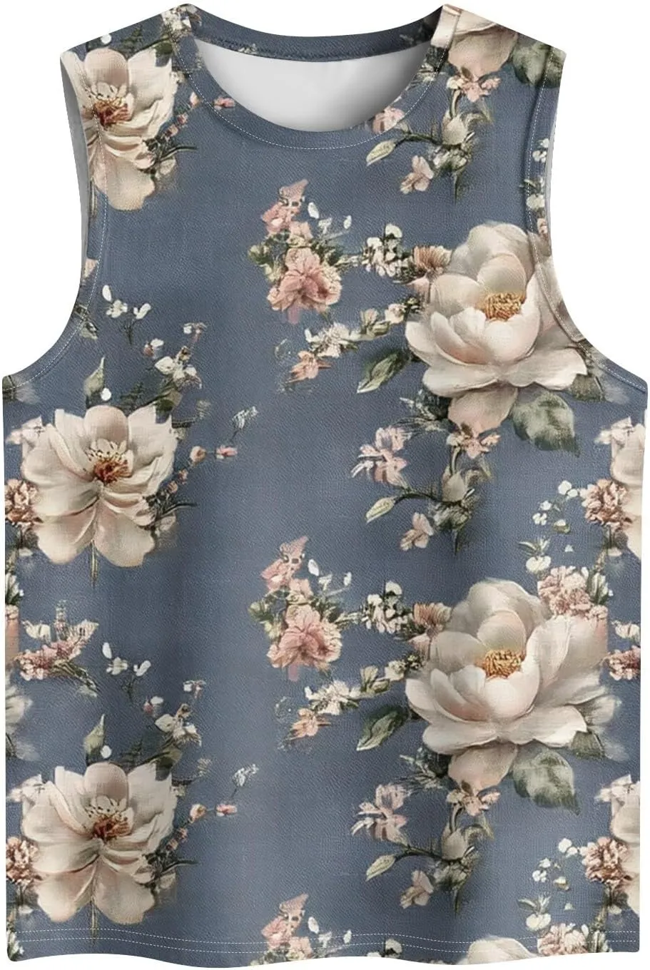 Tank Tops for Women Round Neck Sleeveless Floral Print Shirts 2025 Summer Casual Loose Cute Basic Beach Tanks Tee