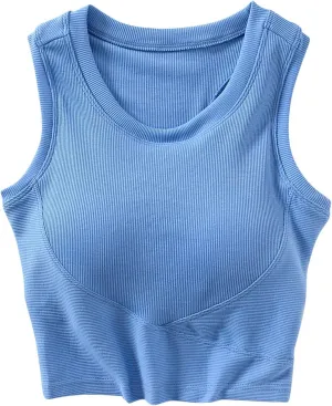 Tanks with Built in Bra Support U Neck Sleeveless Basic Undershirts Trendy Lightweight Smooth Turtleneck Camisole