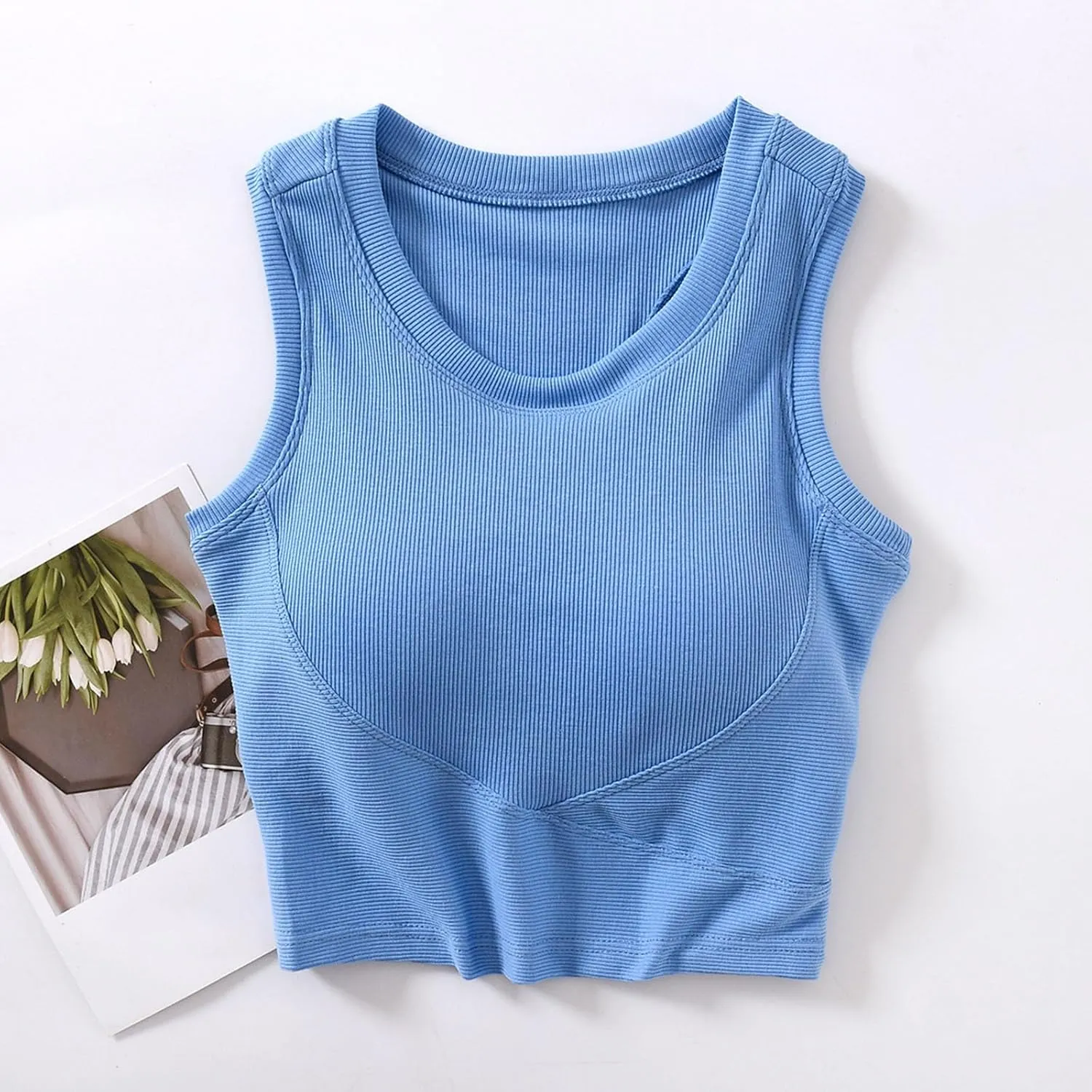 Tanks with Built in Bra Support U Neck Sleeveless Basic Undershirts Trendy Lightweight Smooth Turtleneck Camisole