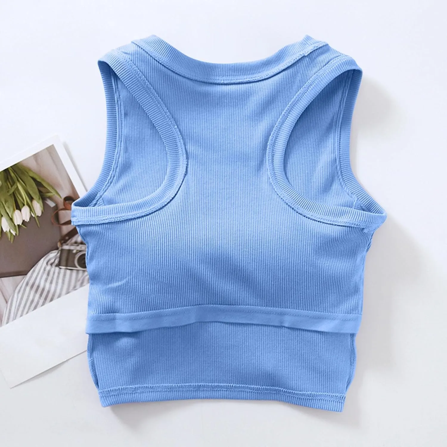 Tanks with Built in Bra Support U Neck Sleeveless Basic Undershirts Trendy Lightweight Smooth Turtleneck Camisole